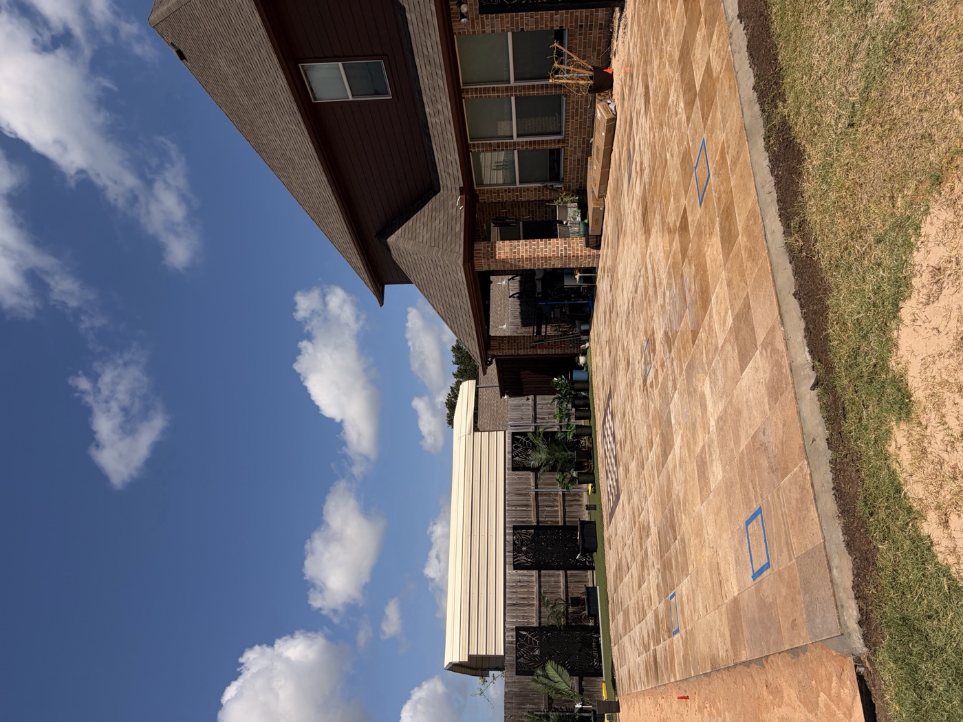 Large paver patio and outdoor living space